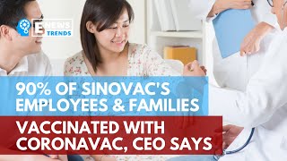 90% of Sinovac's Employees and Families Vaccinated with CoronaVac, CEO Says