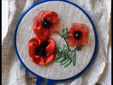 Как вышивка лентами маки мастер класс Как вышивка лентами маки мастер класс