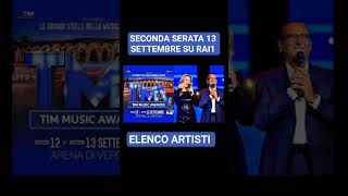 Tim Music Awards 2025 Seconda Serata 13 Settembre Su Rai1 Elenco Artisti