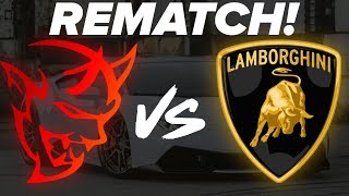REMATCH! Dodge SRT Demon vs Lamborghini Huracan 1/4 Mile Drag Race