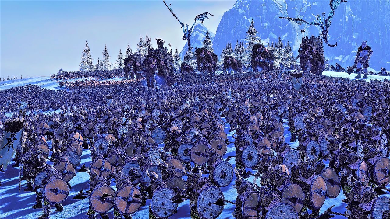 Norsca Vs Snow Elves 13,000 Unit cinematic Battle Total War Warhammer 2.