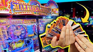 Turning in FIVE SETS of Marble Carnival Bonus Cards Exclusively at Round 1 Arcade!