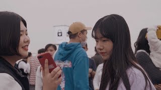 Two Korean high-school girls at Namsan Seoul Tower