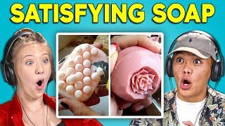 TEENS REACT TO SATISFYING SOAP CUTTING COMPILATION (ASMR?!)