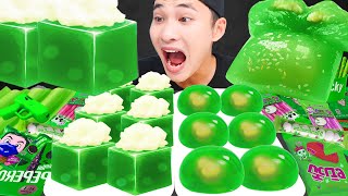 Asmr Mukbang Galaxy Honey Jelly Candy Green Desserts, Jelly, Marshmallow, Chocolate Glaze