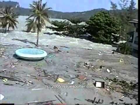 Tsunami hitting Koh Phi Phi Island  Thailand Amateur camcorder footage