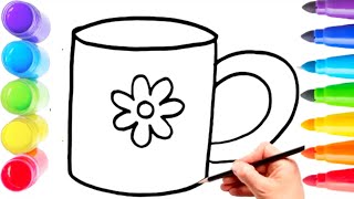 How To Draw Cute Mug Drawing, Painting & Coloring For Kids And Toddlers