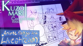 Inking Mech Manga Page On ipad pro 12.9 - Clipstudio - Anime Manga Stream and Sketch
