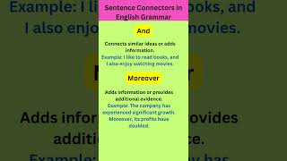 Sentence Connectors In English Grammar Andmoreover