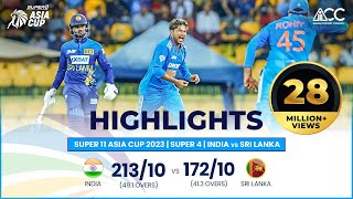Asia Cup 2023 | Super 4 | India vs Sri Lanka | Highlights