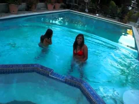 cristen pushed in the pool - YouTube