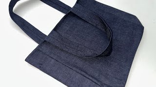 Basit Bir Bez Çanta Nasıl Yapılır / Kot Kumaş ile Kolay Çanta Dikimi