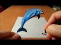 Drawing a 3D Dolphin, Anamorphic Illusion, Time Lapse