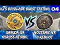 Garuda G3 7Cross Atomic vs. Noctemis N3 0 Reboot (KJ's Beyblade Burst Testing #04)