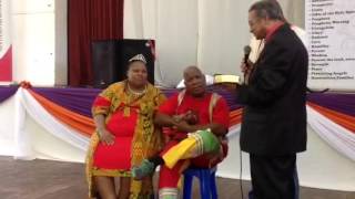Apostle Stage and Apostle Kgomotso Stage renewing their vows in the First fruit Sunday Apostle Stage and Apostle Kgomotso Stage renewing their vows in the First fruit Sunday