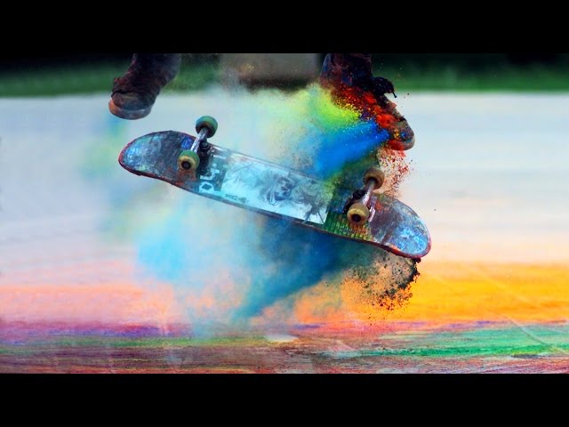 Skateboarding Through Color Powder Is Stunning - Video