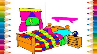 Learn Colors For Kids With Draw Bedroom Coloring Pages How To Draw For Childrens