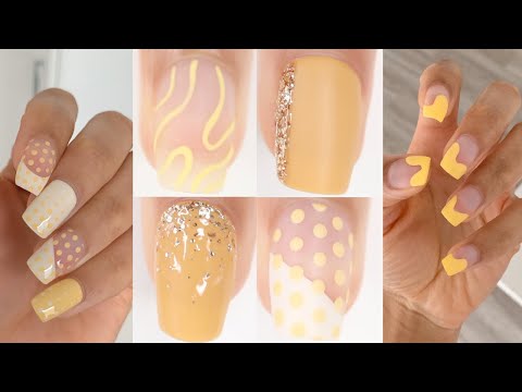 CUTE & EASY NAIL IDEAS | new nail art designs compilation - yellow nails - YouTube