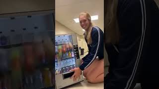 Giant Woman Too Big For Vending Machine