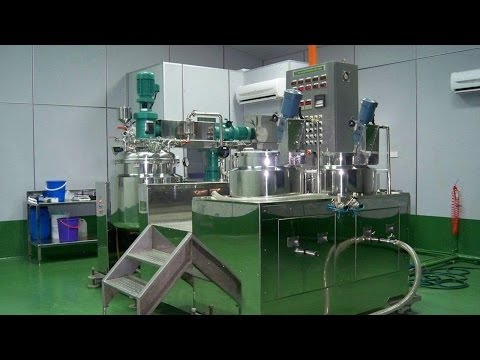 vacuum mixer machine video on workshop for cream mixer blending tank emulsifier for lotion cream