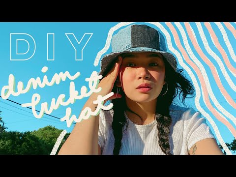 diy denim patchwork bucket hat | first sewing project ft. thetalltailor - YouTube