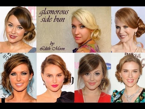 Side bun wedding hairstyle for long hair Perfect curly updo Celebrity picture day hairdo