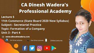 Lecture 5 - Formation of a Company - Unit 3 - Part 4 - 11th Commerce (2020 New Syllabus)