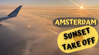 Embraer 175Std - Klm - Sunset Take Off From Schiphol (Ams) - Runway 36C