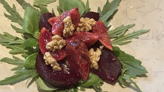 Figs and beetroot on arugula stunning autumnal starter, easy