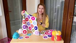 Tığ işi kolay battaniye modeli yapılışı, örgü çiçek motifi yapılışı. Easy croche