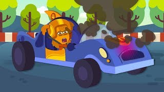 Engine Trouble Rumbles Pit Stop Car Racing Cartoon