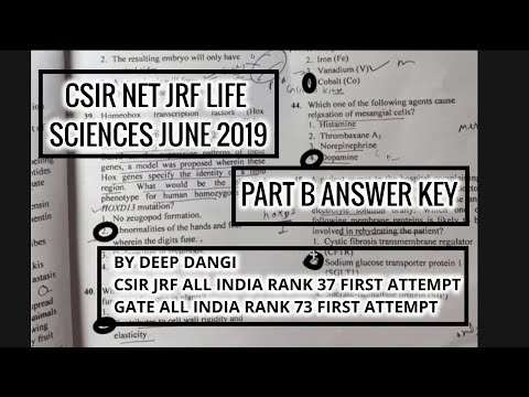 CSIR NET JRF LIFE SCIENCE JUNE 2019 ANSWER KEY PART B