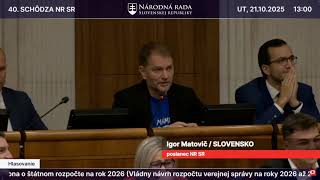 Igor Matovič V Rozprave K Rozpočtu