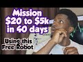 Mission 20 usd to 5k usd in 40 days using this free Robot | Genesis 800 Robot | Volatility 75| Forex