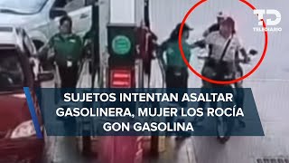 Despachadora frustra asalto roseando de gasolina a delincuentes en Teoloyuca, Ed