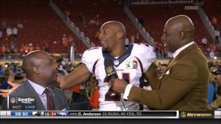 Aqib Talib Slips & Falls On Super Bowl Post Game Set