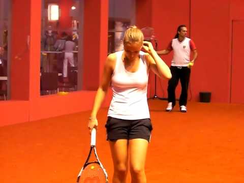 Agnes Szavay Training with Olga Govortsova @ Porsche テニス Grand Prix 2010 Stuttgart Pt 1