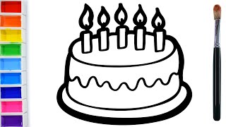 How To Draw A Birthday Cake Warna Warni Belajar Menggambar Dan Mewarnai