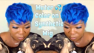 How to dye a synthetic wig / how to water color ur wig