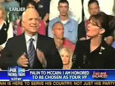 McCain Can't Stop Staring at Sarah Palin's Boobs