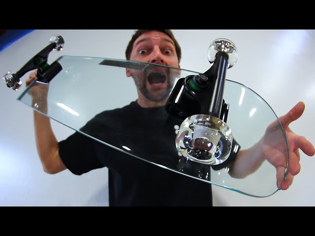 Kickflipping A Glass Skateboard With Glass Wheels - Video