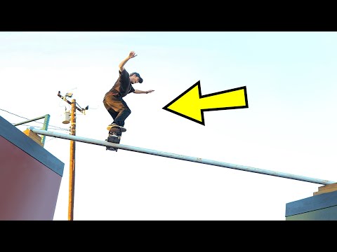 Skating A 28 FT Rail Over Roof Gap