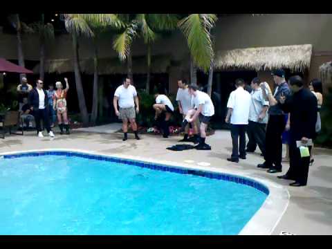 Bridesmaids & Groonsmen jump in pool