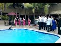 Bridesmaids & Groonsmen jump in pool