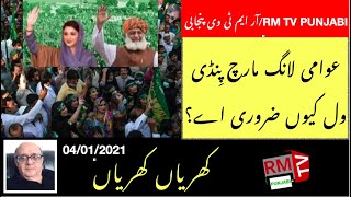 Awami Long March Rawalpidi Wul Kiun Zaroori Aye?.Khrian Khrian Rashid Murad 04/01/2021 RM TV Punjabi