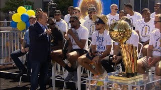 Steph Curry, Kevin Durant and Draymond Green speak before Warriors’ championship parade Steph Curry, Kevin Durant and Draymond Green speak before Warriors’ championship parade