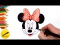How to Draw Minnie Mouse Step by Step Easy and Coloring with Colored Pencil for Kids