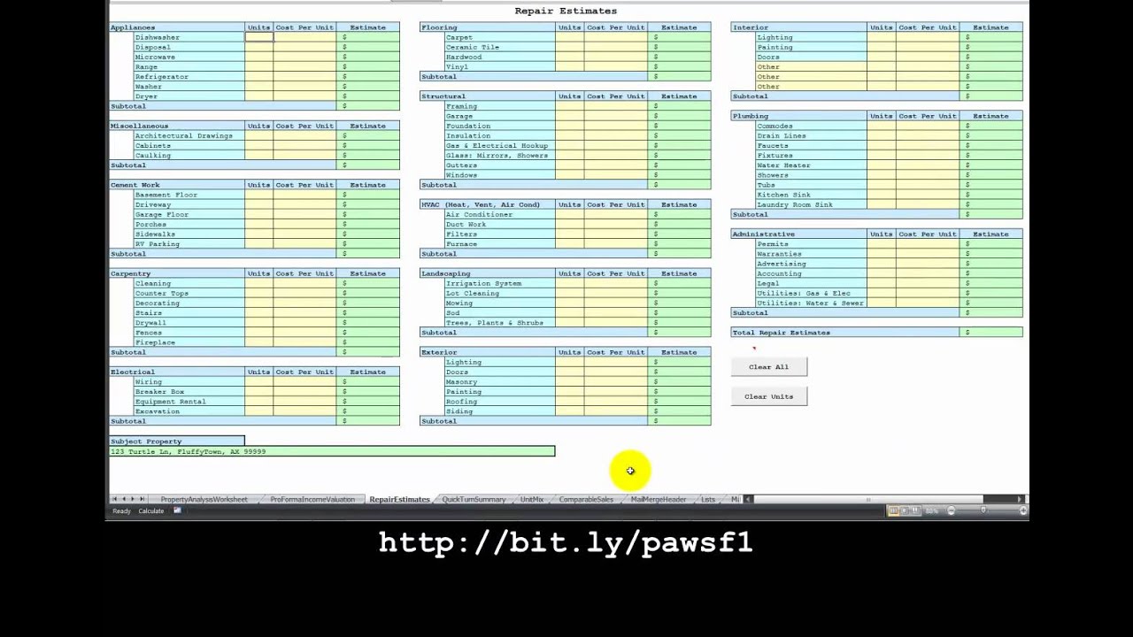 property analysis worksheet short form special tutorial1 property analysis worksheet
