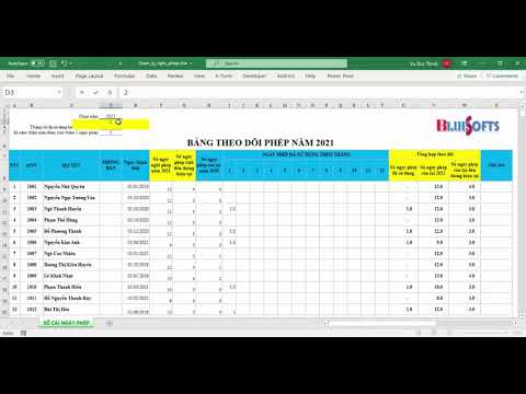 Quản lý nghỉ phép bằng Excel