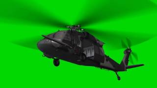 Black Hawk Uh-60 Military Helicopter In Flight - Green Screen - Free Use